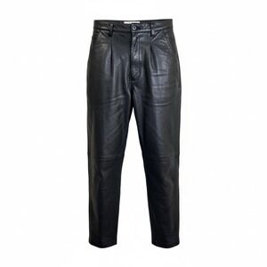 Vintage 90s Leather Pants Lerner! Black Genuine High Waisted Tapered Womens 4